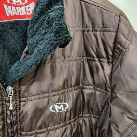 Marker brown puffy coat with faux fur lining woman's size extra large w/scarf - Picture 7 of 12